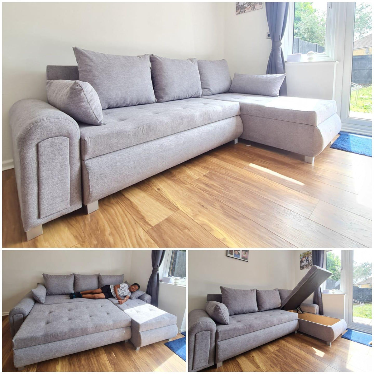 Berlin L-Shaped Sofa Bed with Dual Storage – Total £399 (Pay £99 Online + £300 Cash on Delivery) | Multi-Colour Options | Next Day Free Delivery